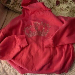 Victoria's Secret Pink Hoodie with Silver Crown Design